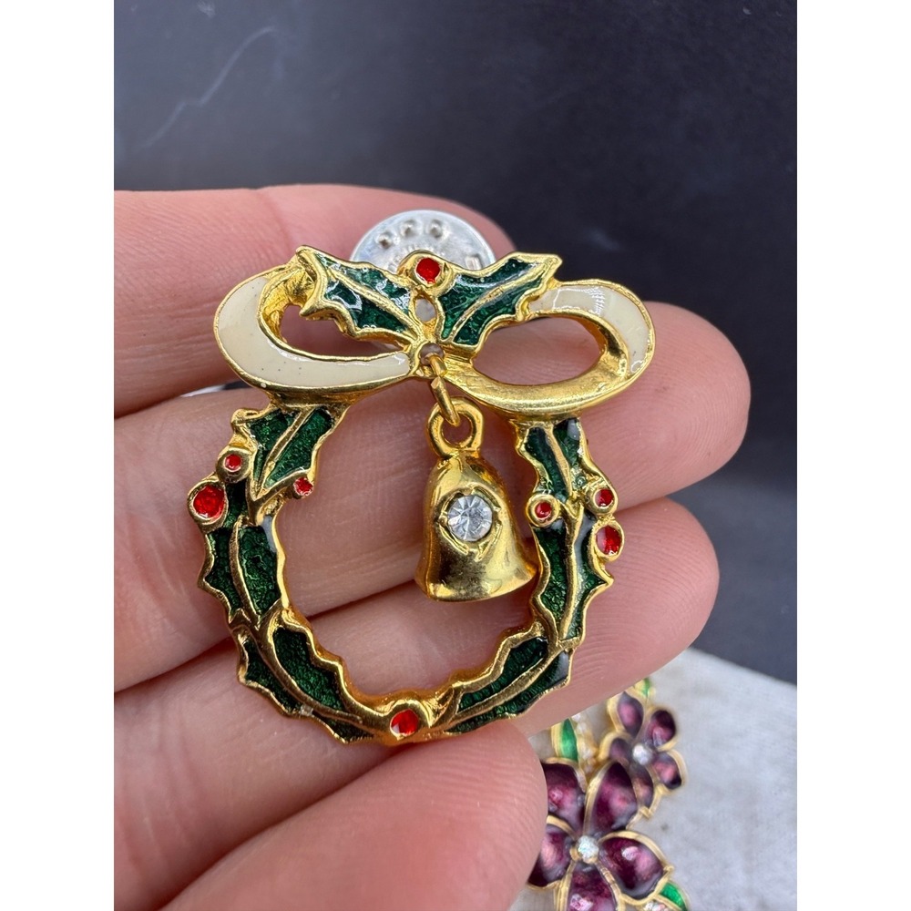 Vintage Gold Tone Brooch Lot Flower‎ Lighthouse Chicken Christmas - Picture 2 of 12